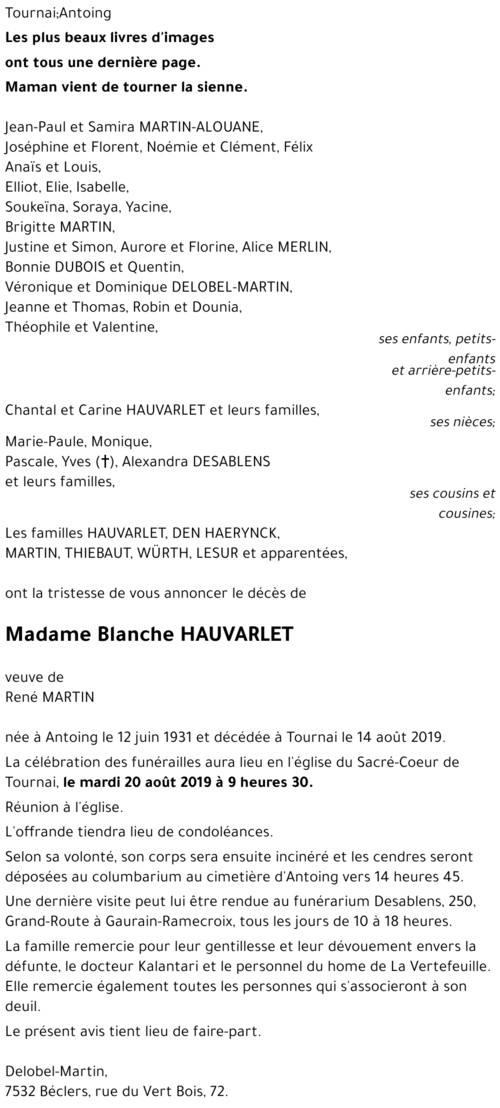 Blanche HAUVARLET