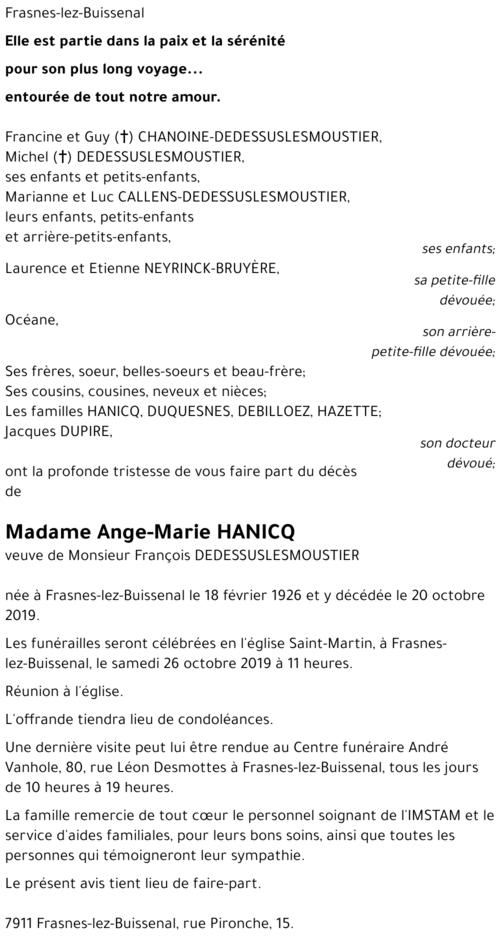 Ange Marie HANICQ