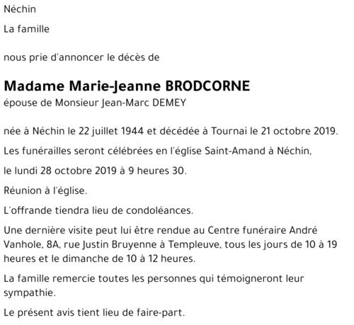 Marie-Jeanne BRODCORNE