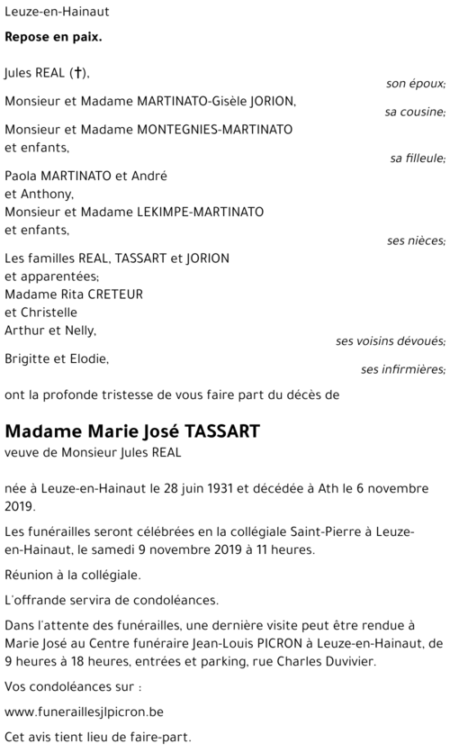 Marie José TASSART