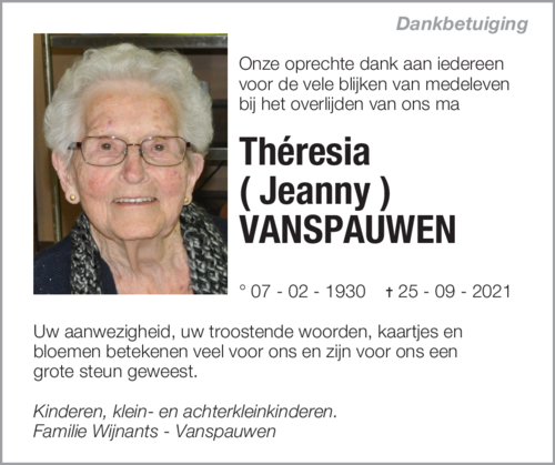 Théresia ( Jeanny ) VANSPAUWEN