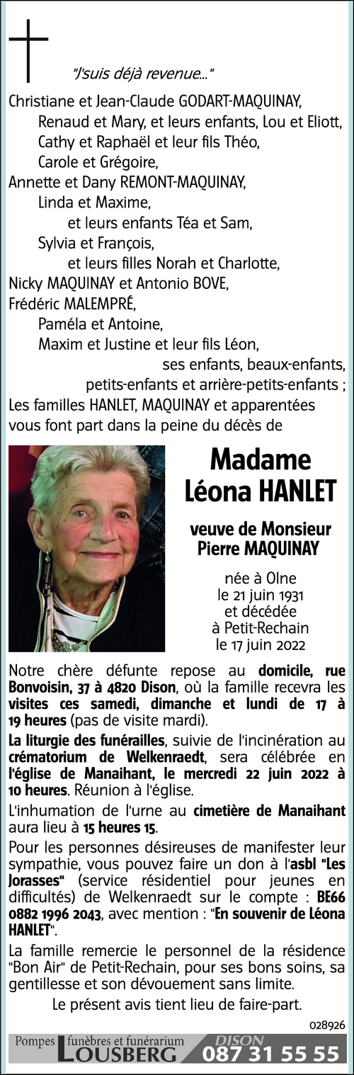 Léona MAQUINAY-HANLET