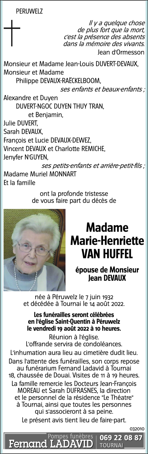 Marie-Henriette VAN HUFFEL