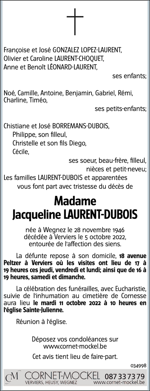 Jacqueline LAURENT-DUBOIS