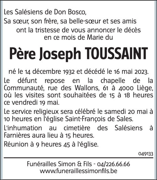 Père Joseph TOUSSAINT