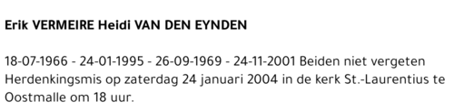 ERIK & HEIDE VERMEIRE - VAN DEN EYNDEN