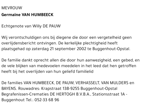 Germaine Van Humbeeck