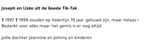 Joseph / Liske Uit de Goede Tik-Tak
