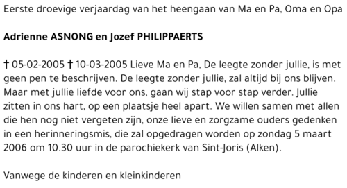 Jozef en Adrienne Philippaerts-Asnong