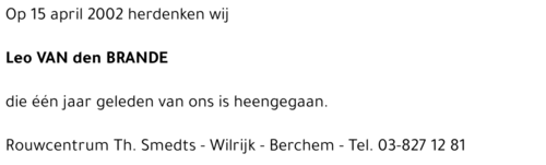 LEO VAN DEN BRANDE