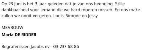MARIA DE RIDDER