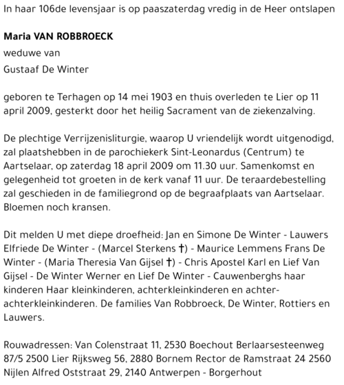 Maria Van Robbroeck