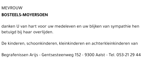 Mevrouw BOSTEELS-MOYERSOEN