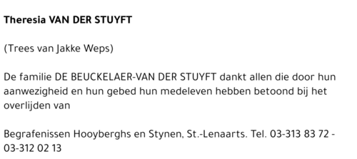 THERESIA VAN DER STUYFT