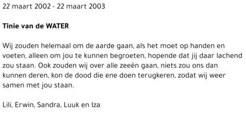 Tinie Van de Water