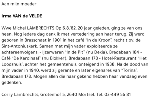 IRMA VAN DE VELDE