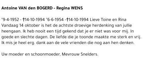 ANTOINE & REGINA VAN DEN BOGERD & WENS