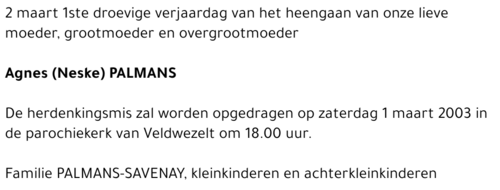 Agnes (Neske) Palmans