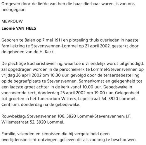 Leonie Van Hees