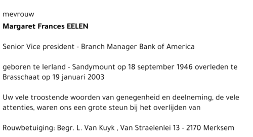 Margaret Frances EELEN