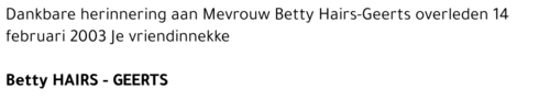 Betty Hairs - Geerts