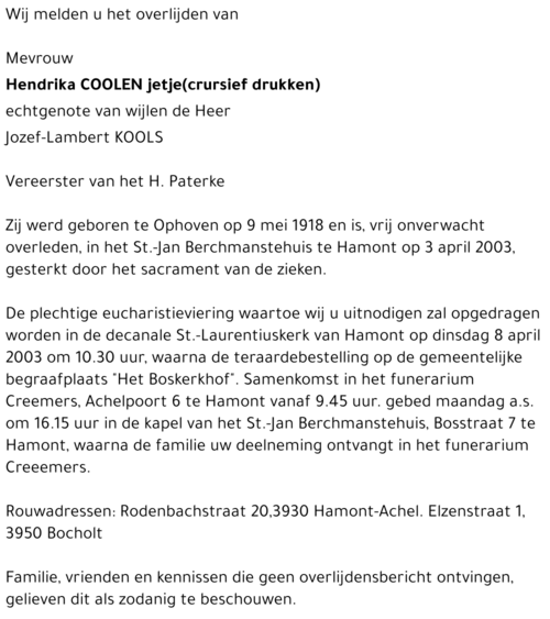 Hendrika Coolen