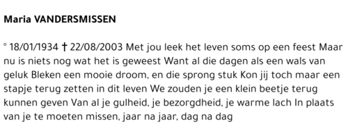 Maria VANDERSMISSEN