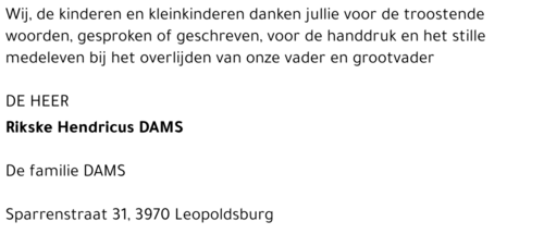 (Rikske) Hendricus Dams