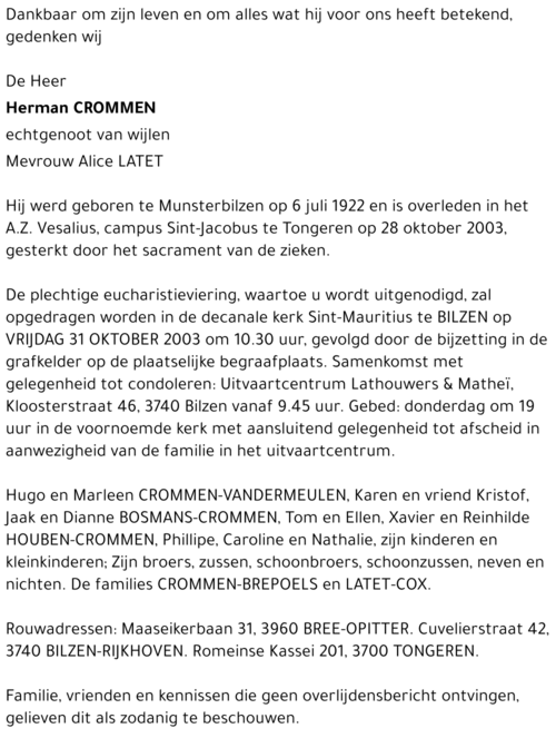 CROMMEN Herman