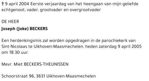 Joseph (Joke) Beckers