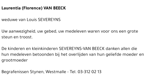 Laurentia (Florence) Van Beeck