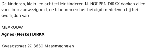 Agnes (Neske) Dirkx