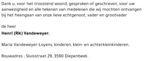 Hendrik (Rik) VANDEWEYER