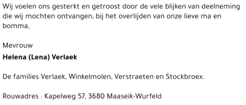 Helena (Lena) Verlaak