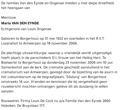 Maria Van den Eynde