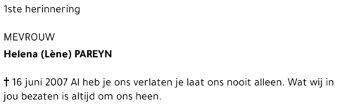 Helena (Lène) Pareyn