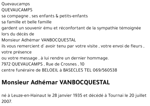 Adhémar VANBOCQUESTAL