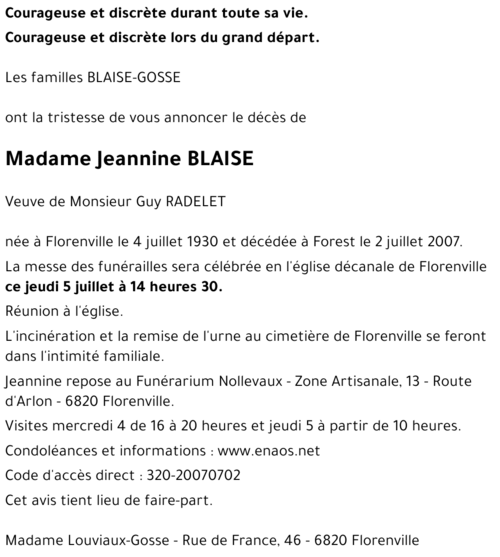 Jeannine BLAISE