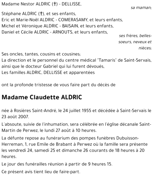 Claudette ALDRIC