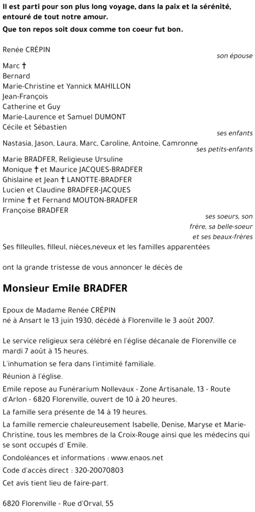 Emile BRADFER