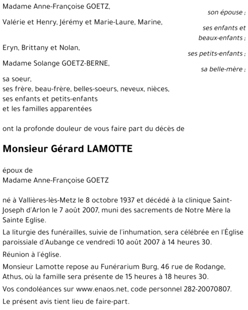 Gérard LAMOTTE