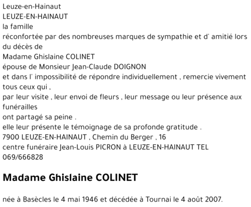 Ghislaine COLINET
