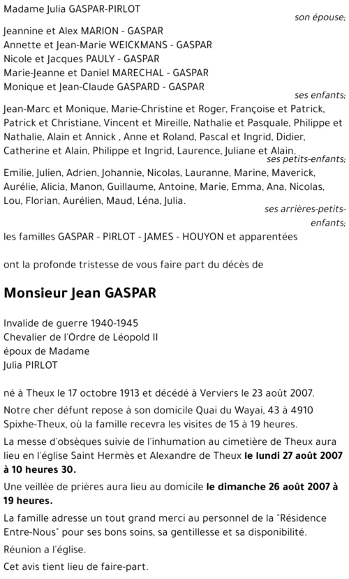 Jean GASPAR
