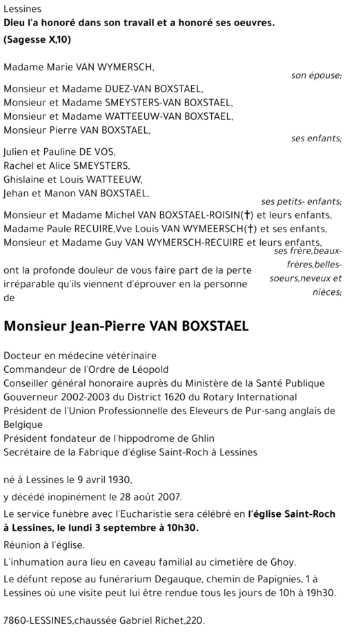 Jean-Pierre VAN  BOXSTAEL