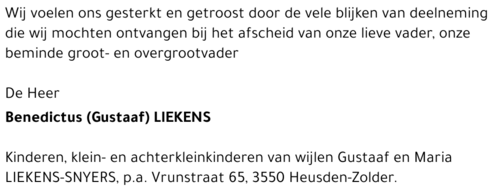 Benedictus , gustaaf Liekens