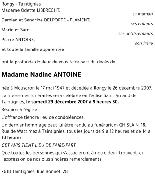 Nadine ANTOINE