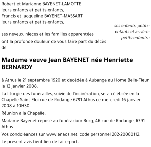 Henriette BERNARDY