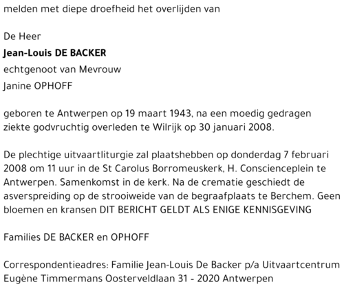 Jean-Louis De Backer