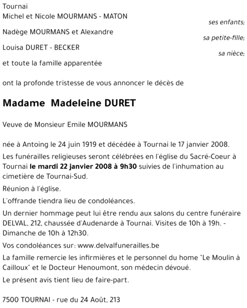Madeleine DURET