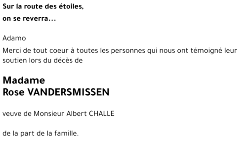 Rose VANDERSMISSEN